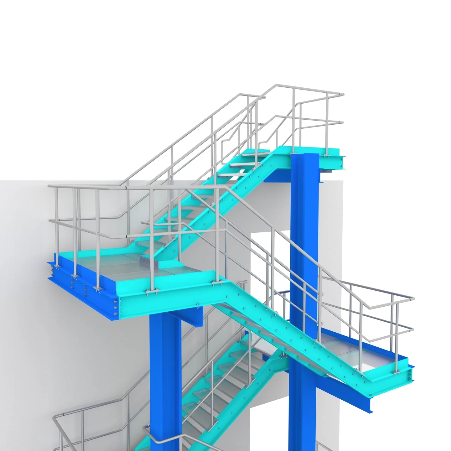 ThinkSteel Referenz – Stahlbauvisualisierung einer Treppenkonstruktion