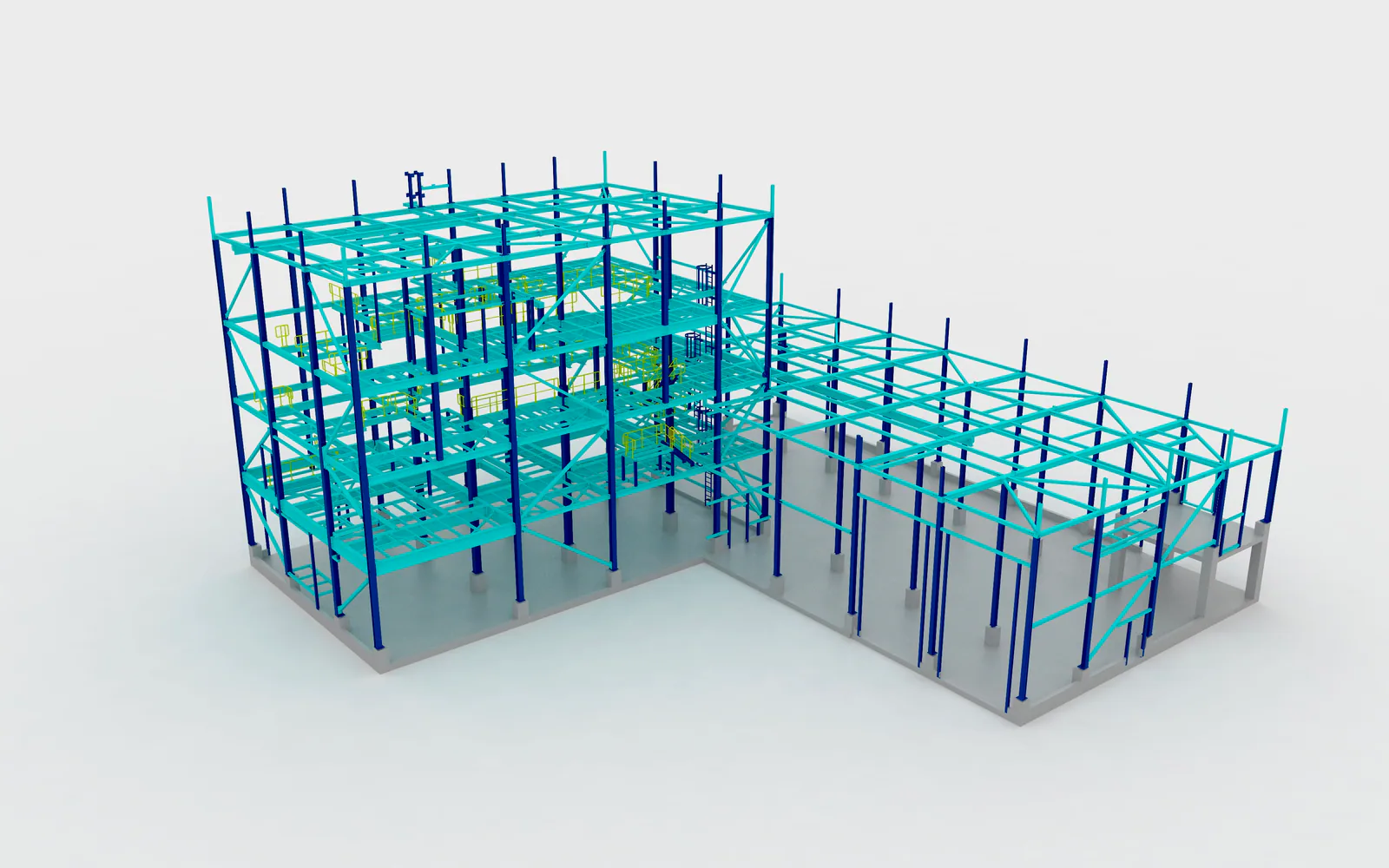 ThinkSteel Referenz – Stahlbauvisualisierung einer mehrgeschossigen Tragstruktur