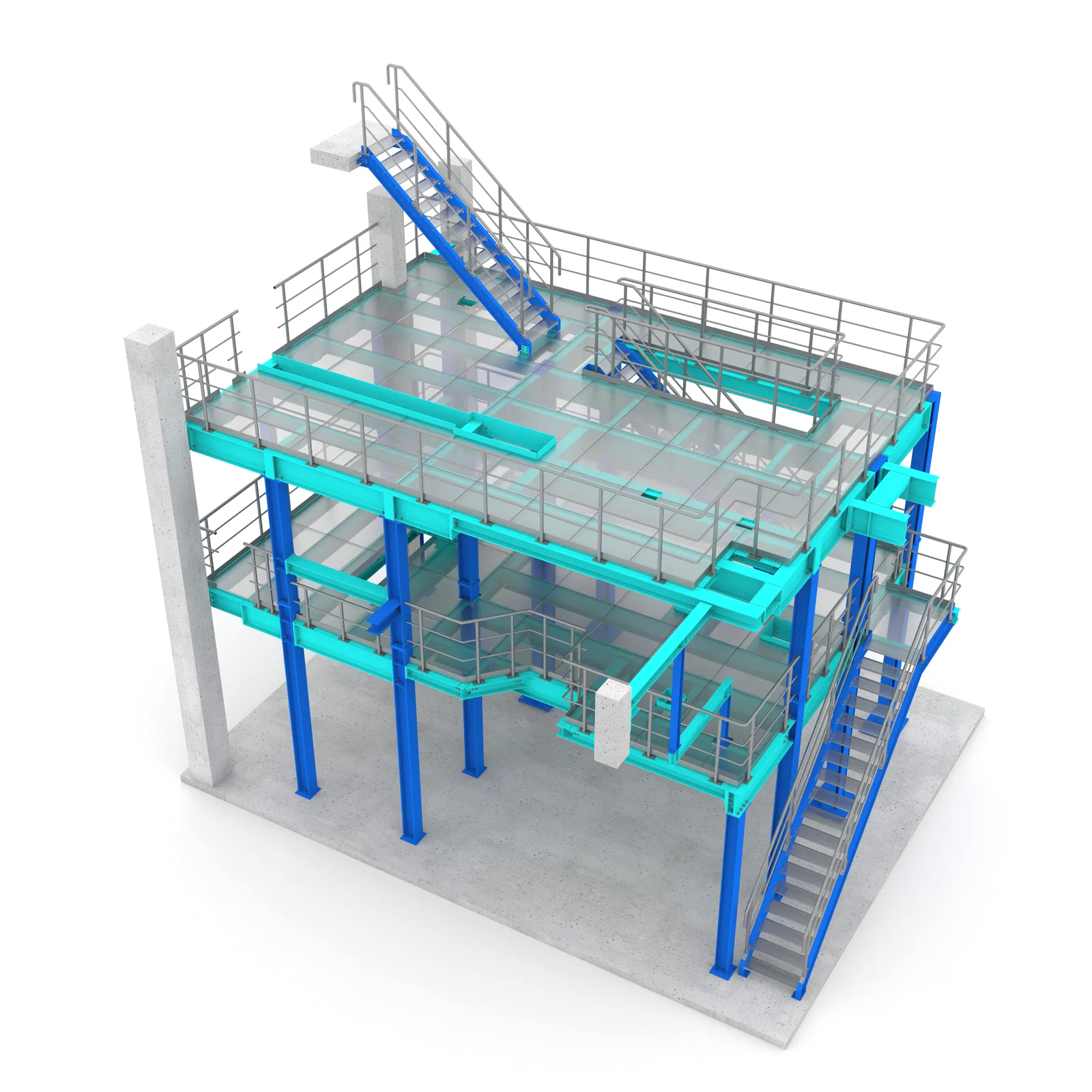 Komplexe Stahlbaukonstruktion in der ThinkSteel Renderoptik