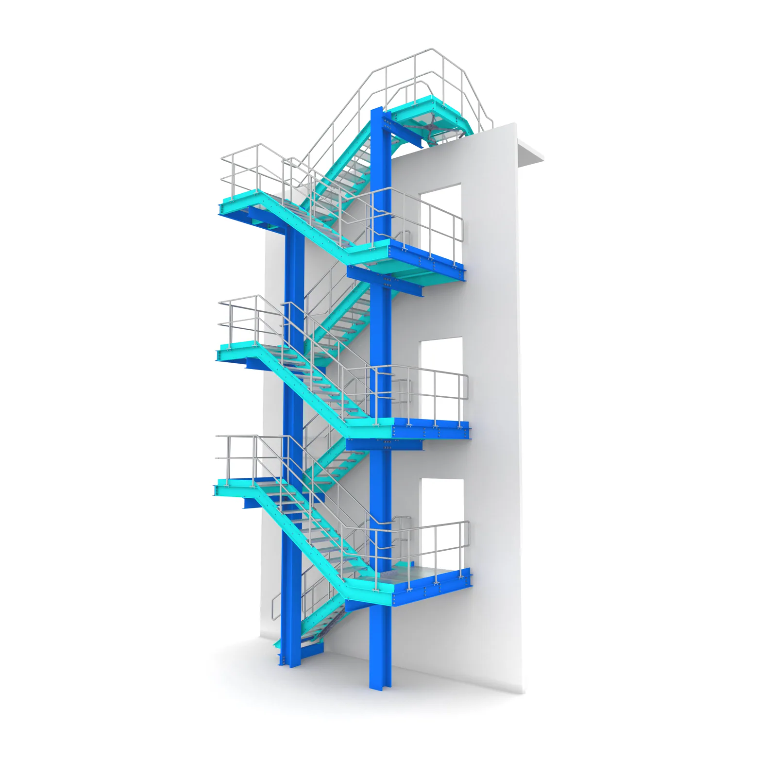 ThinkSteel Referenz – Stahlbauvisualisierung einer Außentreppe