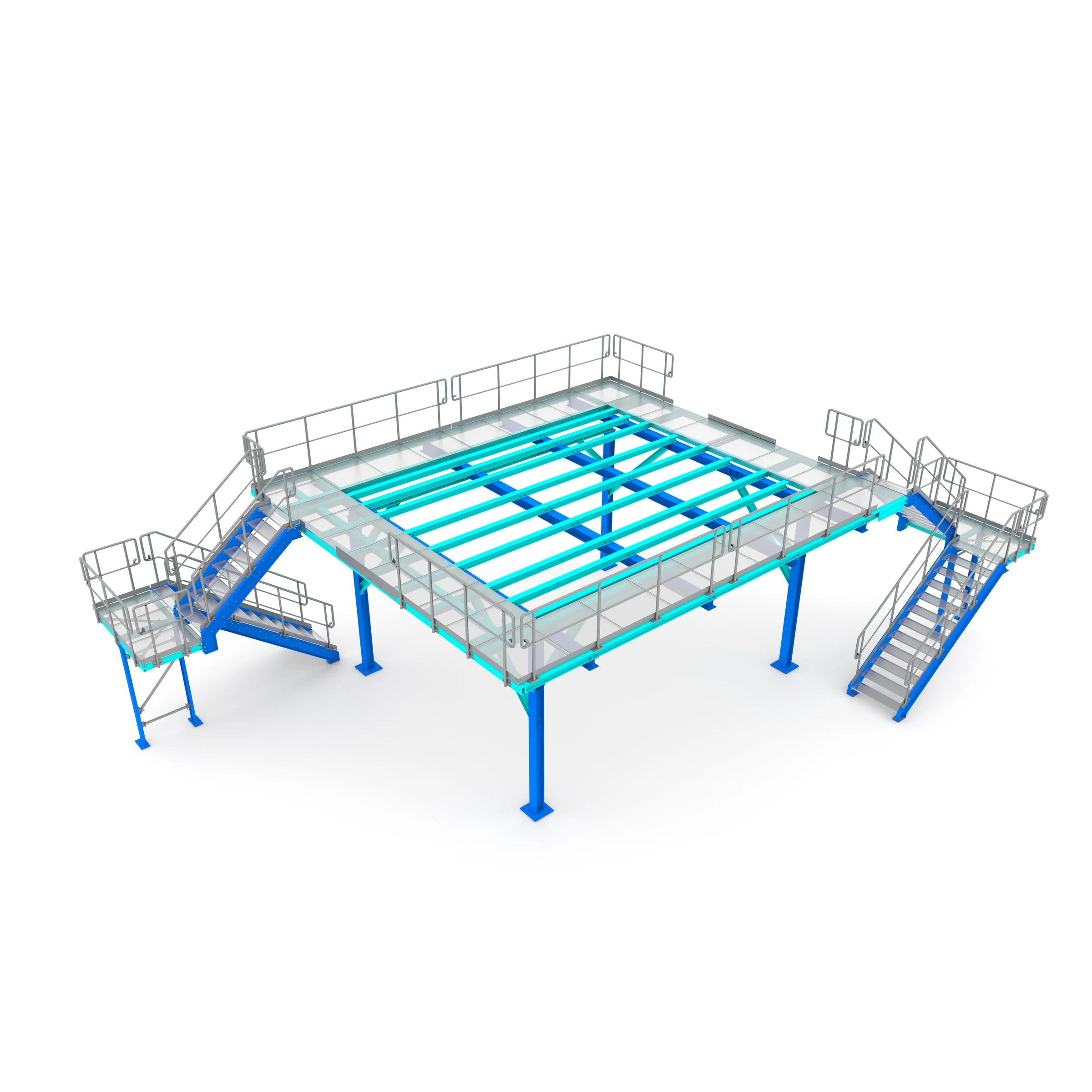 Detailliertes Modell einer Sortierkabinenbühne mit Treppen und Geländern