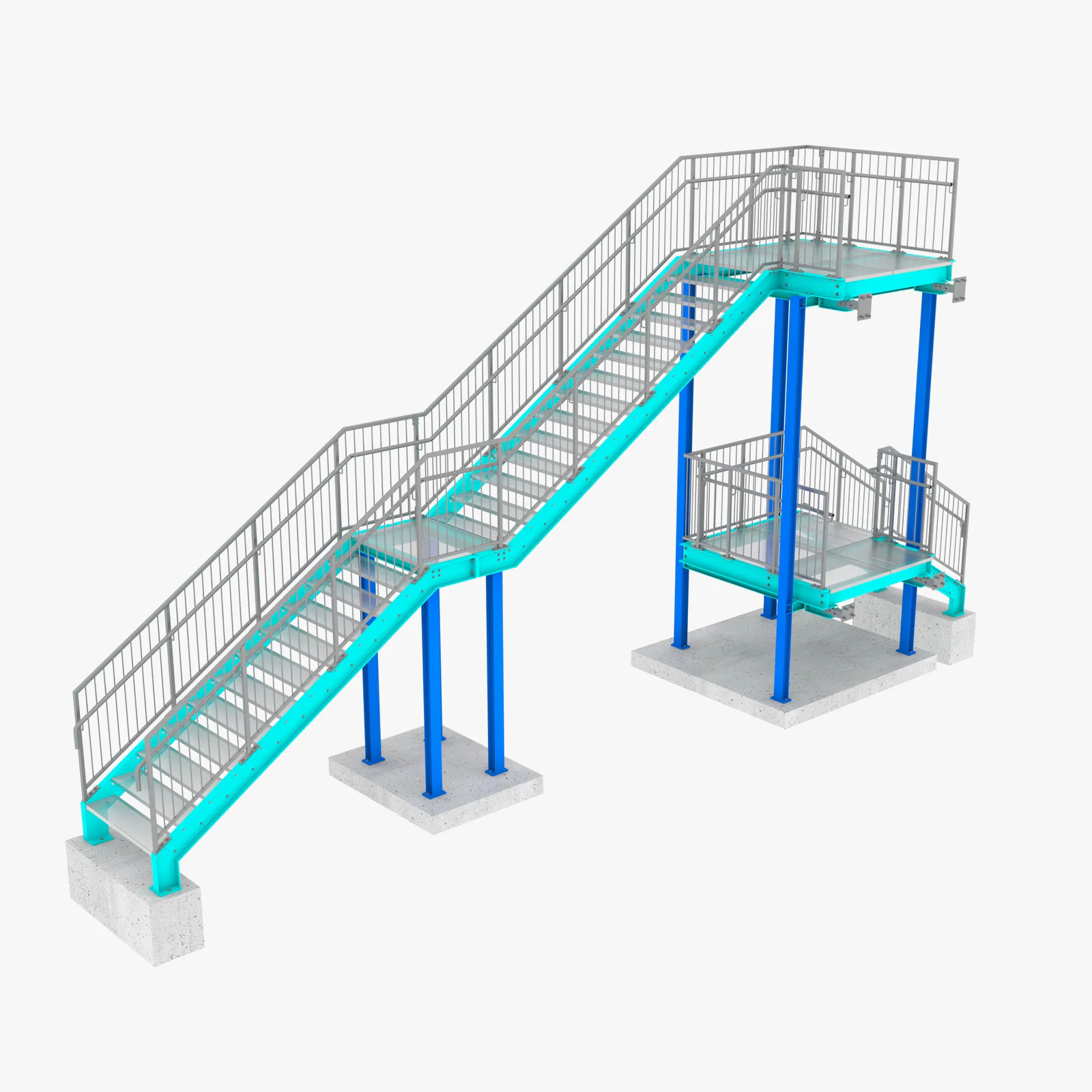 ThinkSteel Referenz – Stahlbauvisualisierung einer Außentreppenanlage