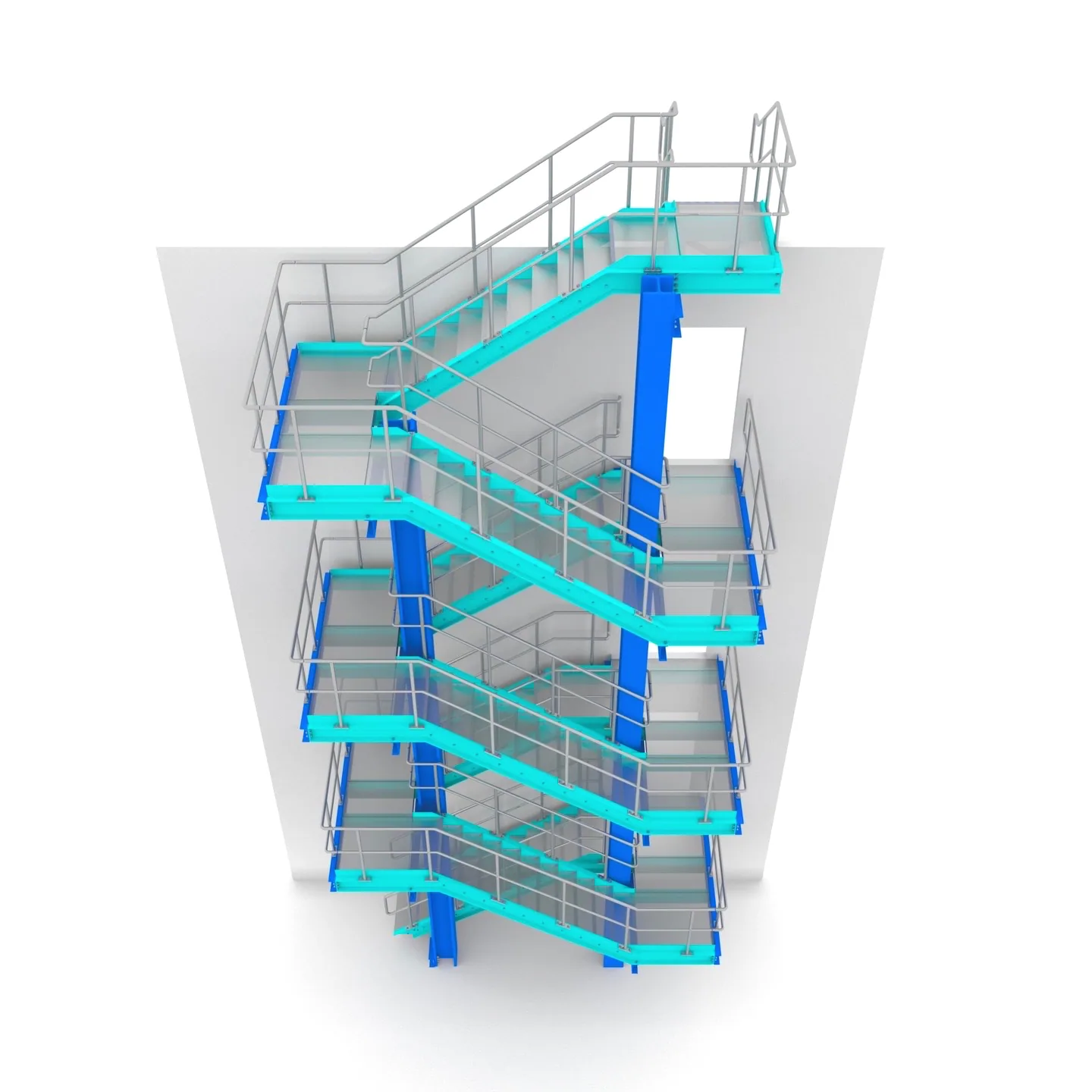 ThinkSteel Referenz – Stahlbauvisualisierung einer mehrläufigen Treppe