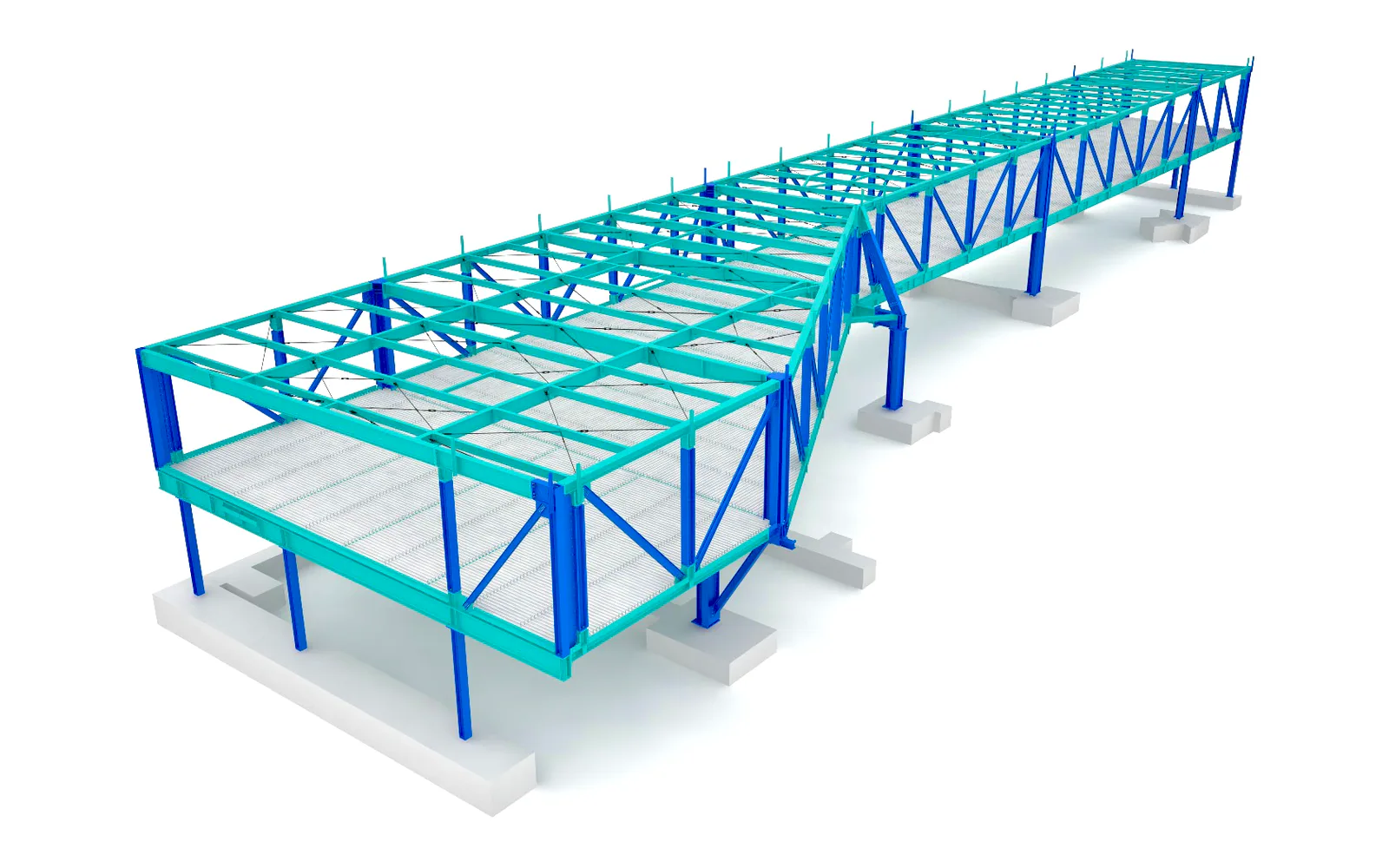 Weitläufiges Hallentragwerk in der ThinkSteel Renderoptik