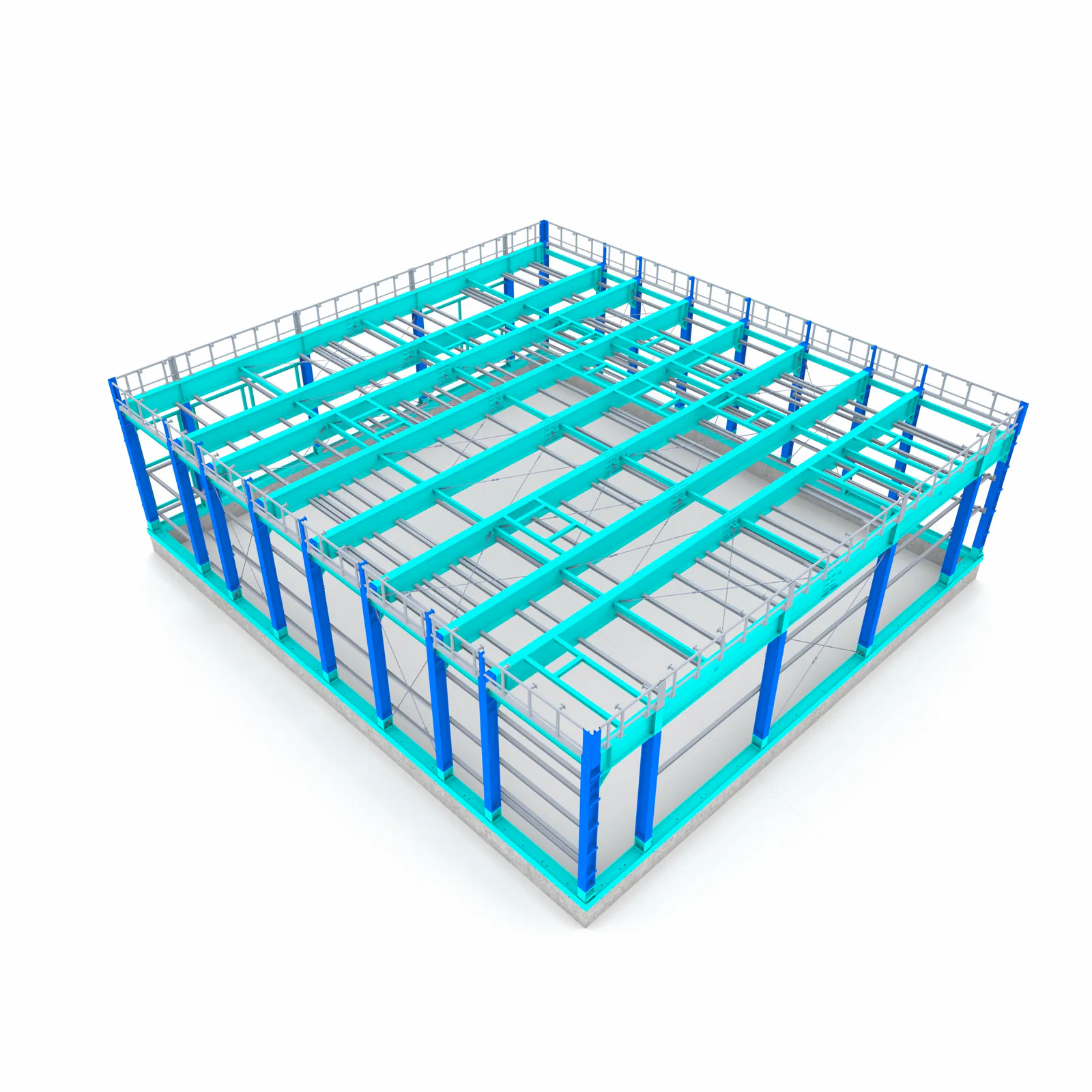 Kompaktes Hallentragwerk in der klaren ThinkSteel Renderoptik